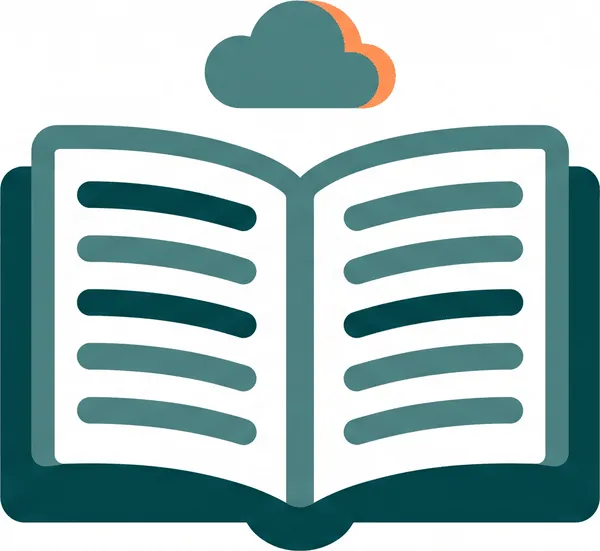 Open ledger book beneath a small cloud