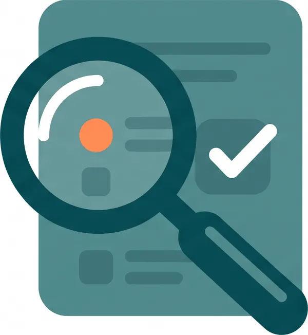 Magnifying glass examining a ticked document
