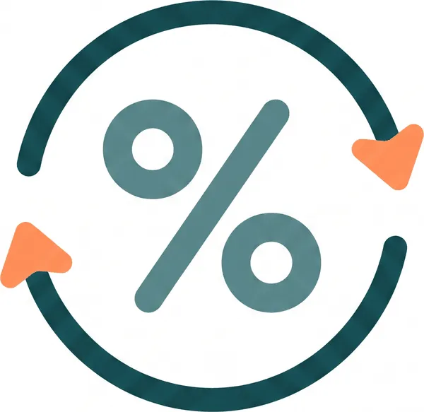 Percentage symbol inside circular arrows